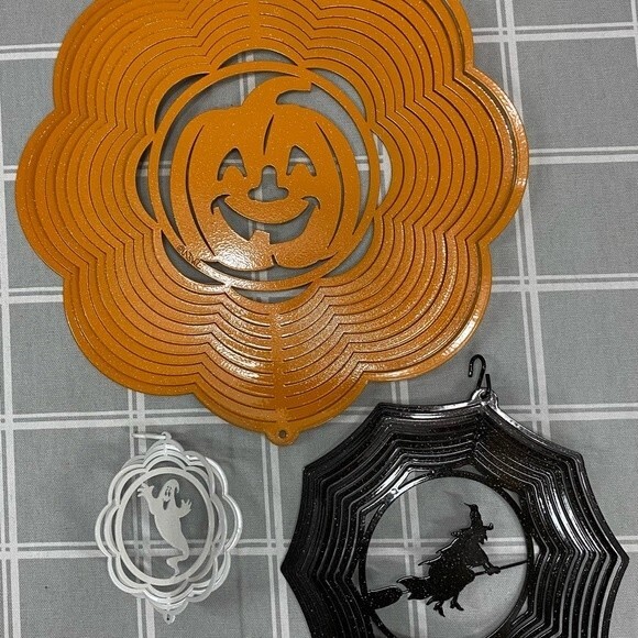 SWEN Holiday Halloween Pumpkin Jack O Lantern Witch Ghost Metal Wind Spinner - Picture 8 of 9